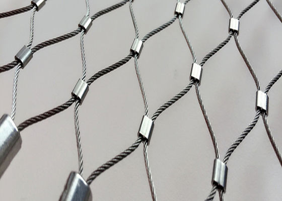 Diamond Shape Stainless Steel Wire Rope Mesh with 1.6 mm to 2.4 mm Wire Thickness and 50mm to 100 mm Mesh Eye Size