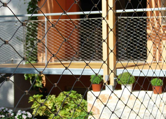 Kundengebundene flexible Balustradenedelstahl-Drahtseilmasche für Balkon mit Loch Millimeters 50*50 Millimeter der Zwinge 2,0
